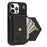 For iPhone 14 Pro Case PU Leather+TPU Kickstand Shell with Shoulder Strap - Black - 3
