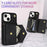 For iPhone 15 Case Bump Proof PU Leather+TPU Card Holder Cover with Shoulder Strap - Black - 6
