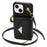For iPhone 15 Plus Case Scratch Proof PU Leather+TPU Card Holder Cover with Shoulder Strap - Black - 2