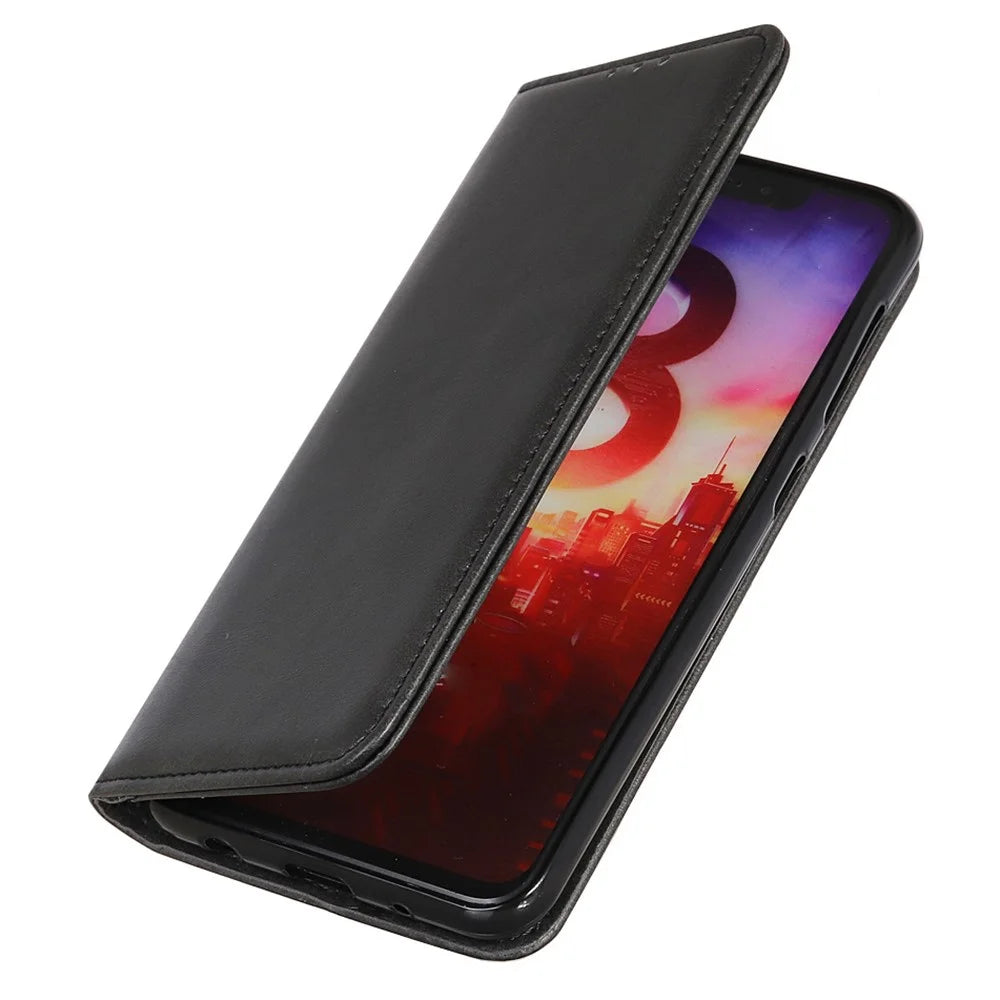 For Samsung Galaxy A15 4G Case Split Leather Anti-drop Wallet Stand Phone Cover - Black - 5