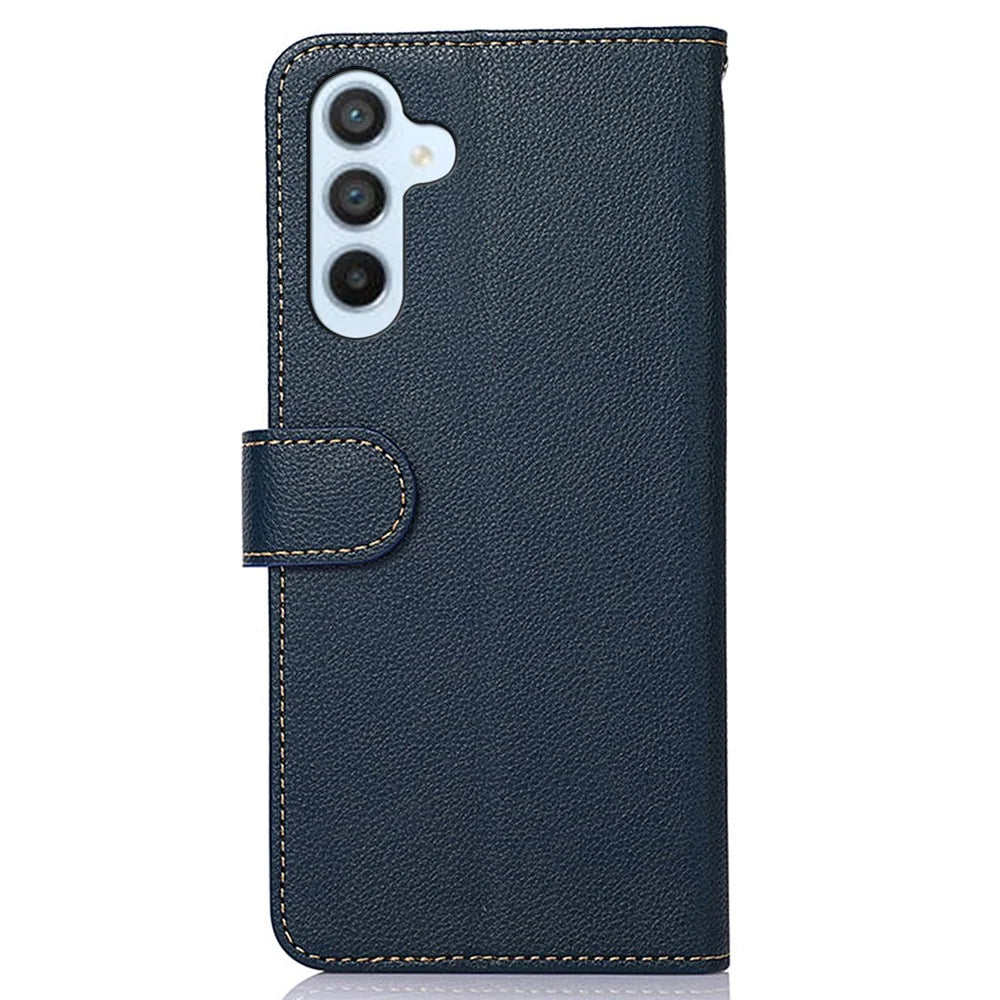 KHAZNEH For Samsung Galaxy A15 4G Case RFID Blocking Wallet Leather Phone Cover - Blue - 7