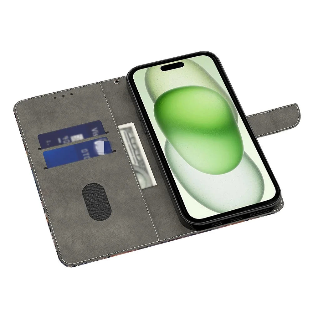 For iPhone 15 Case Wallet Phone Case 3D Pattern Printing Leather Flip Cover - Don't Touch My Phone - 2