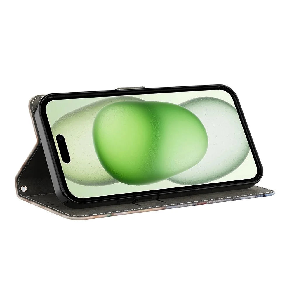 For iPhone 15 Case Wallet Phone Case 3D Pattern Printing Leather Flip Cover - Don't Touch My Phone - 3