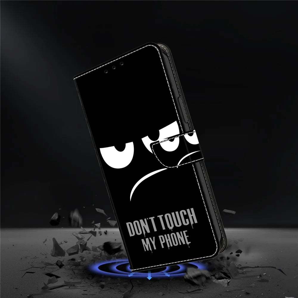 For iPhone 15 Pro Case 3D Pattern Printing Leather Wallet Phone Case - Don't Touch My Phone - 4