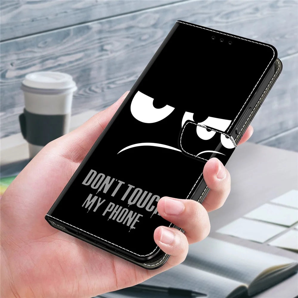For iPhone 15 Pro Case 3D Pattern Printing Leather Wallet Phone Case - Don't Touch My Phone - 5
