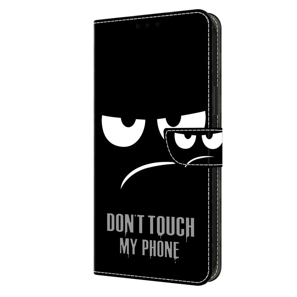 For iPhone 15 Pro Case 3D Pattern Printing Leather Wallet Phone Case - Don't Touch My Phone - 6