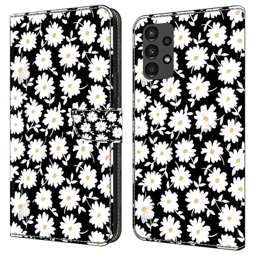 For Samsung Galaxy A13 5G / A13 4G Case Protective Leather Flip Phone Cover - Floral - 1