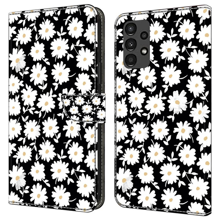 For Samsung Galaxy A13 5G / A13 4G Case Protective Leather Flip Phone Cover - Floral - 1