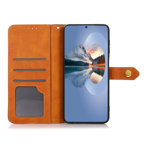 KHAZNEH For Samsung Galaxy A15 4G Case Cowhide Texture PU Leather Stand Phone Cover - Black - 2