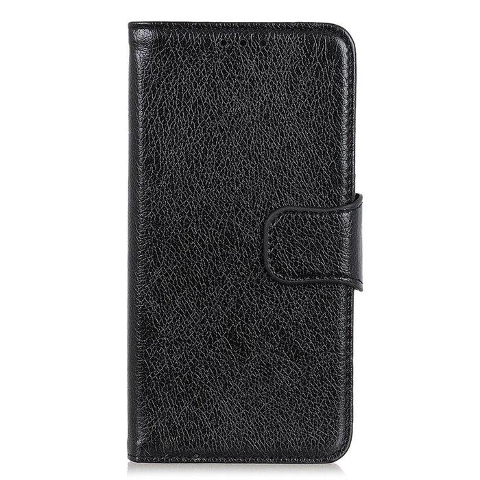 For Samsung Galaxy A15 4G Case Nappa Texture Split Leather Phone Stand Cover with Wallet - Black - 6