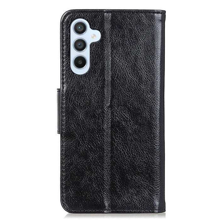 For Samsung Galaxy A15 4G Case Nappa Texture Split Leather Phone Stand Cover with Wallet - Black - 7