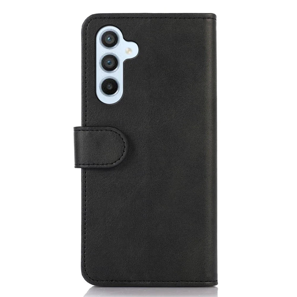 For Samsung Galaxy A15 4G Case Cowhide Texture Leather Cell Phone Stand Cover - Black - 7