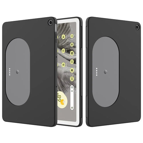 For Google Pixel Tablet Protective Cover Liquid Silicone Microfiber Lining Cushion Tablet Case - Black - 1