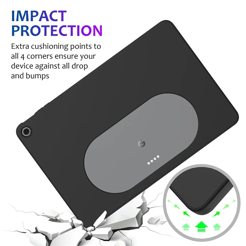For Google Pixel Tablet Protective Cover Liquid Silicone Microfiber Lining Cushion Tablet Case - Black - 3