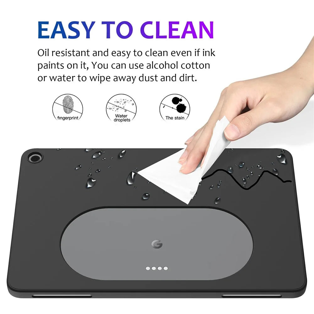 For Google Pixel Tablet Protective Cover Liquid Silicone Microfiber Lining Cushion Tablet Case - Black - 4