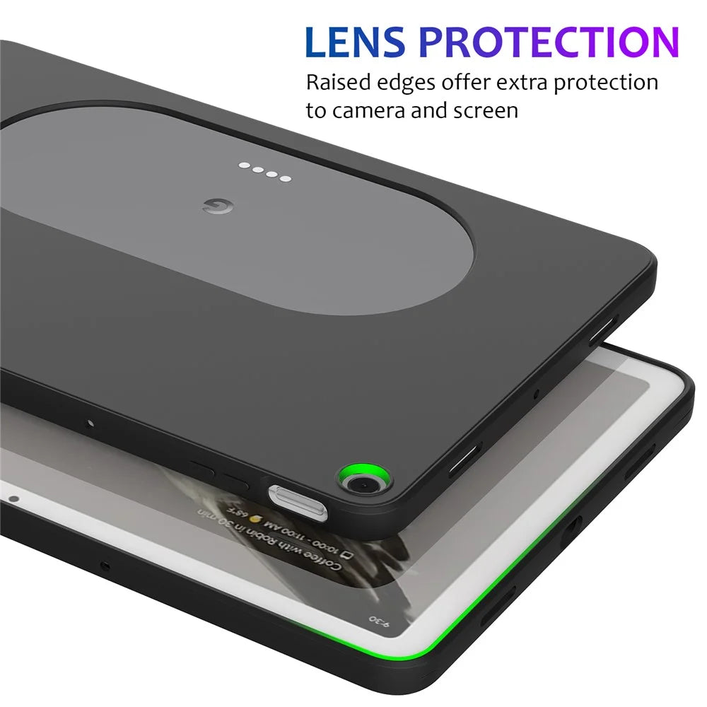 For Google Pixel Tablet Protective Cover Liquid Silicone Microfiber Lining Cushion Tablet Case - Black - 6