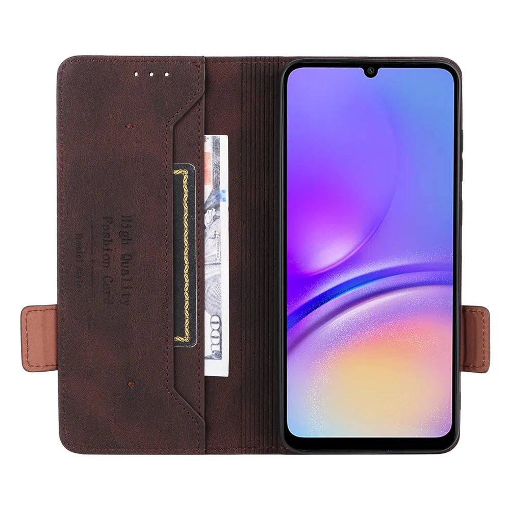 For Samsung Galaxy A05 4G Case PU Leather Stand Mobile Phone Wallet Cover - Coffee - 2