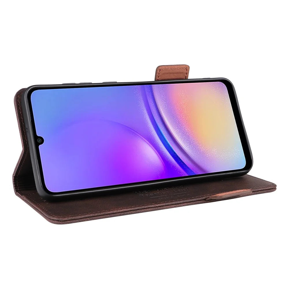 For Samsung Galaxy A05 4G Case PU Leather Stand Mobile Phone Wallet Cover - Coffee - 3