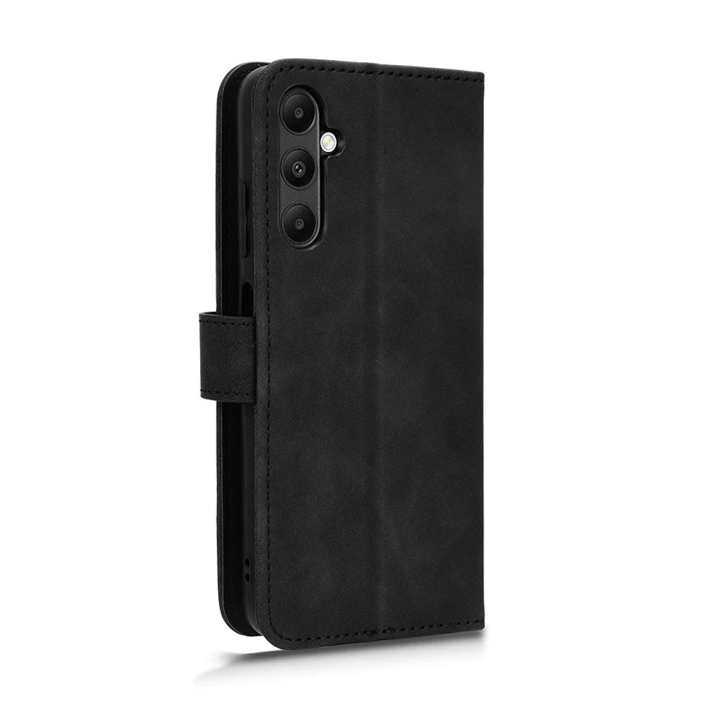 For Samsung Galaxy A05s 4G Case Skin-touch PU Leather Wallet Stand Phone Cover - Black - 5