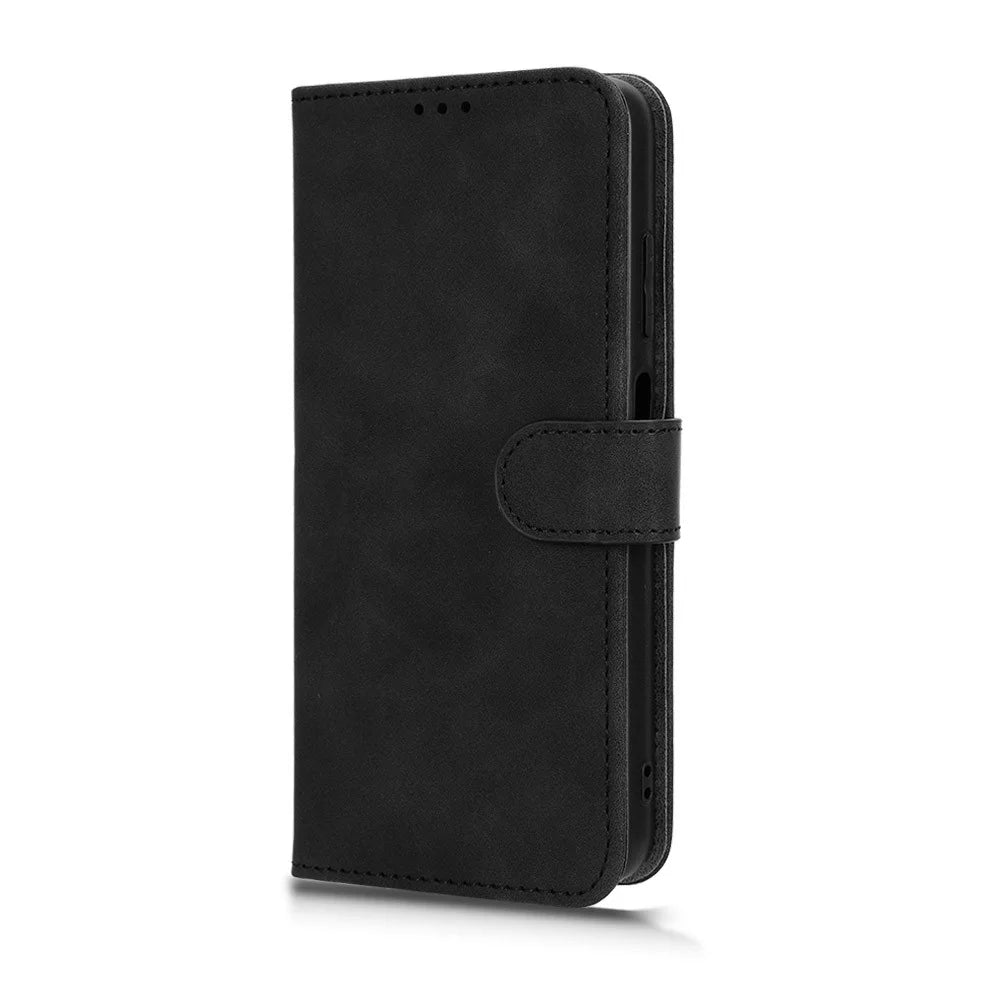 For Samsung Galaxy A05s 4G Case Skin-touch PU Leather Wallet Stand Phone Cover - Black - 6