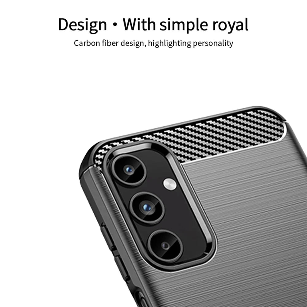 MOFI JK TPU Series-1 For Samsung Galaxy A15 4G Case Carbon Fiber Texture Phone Cover TPU Shell - Black - 4