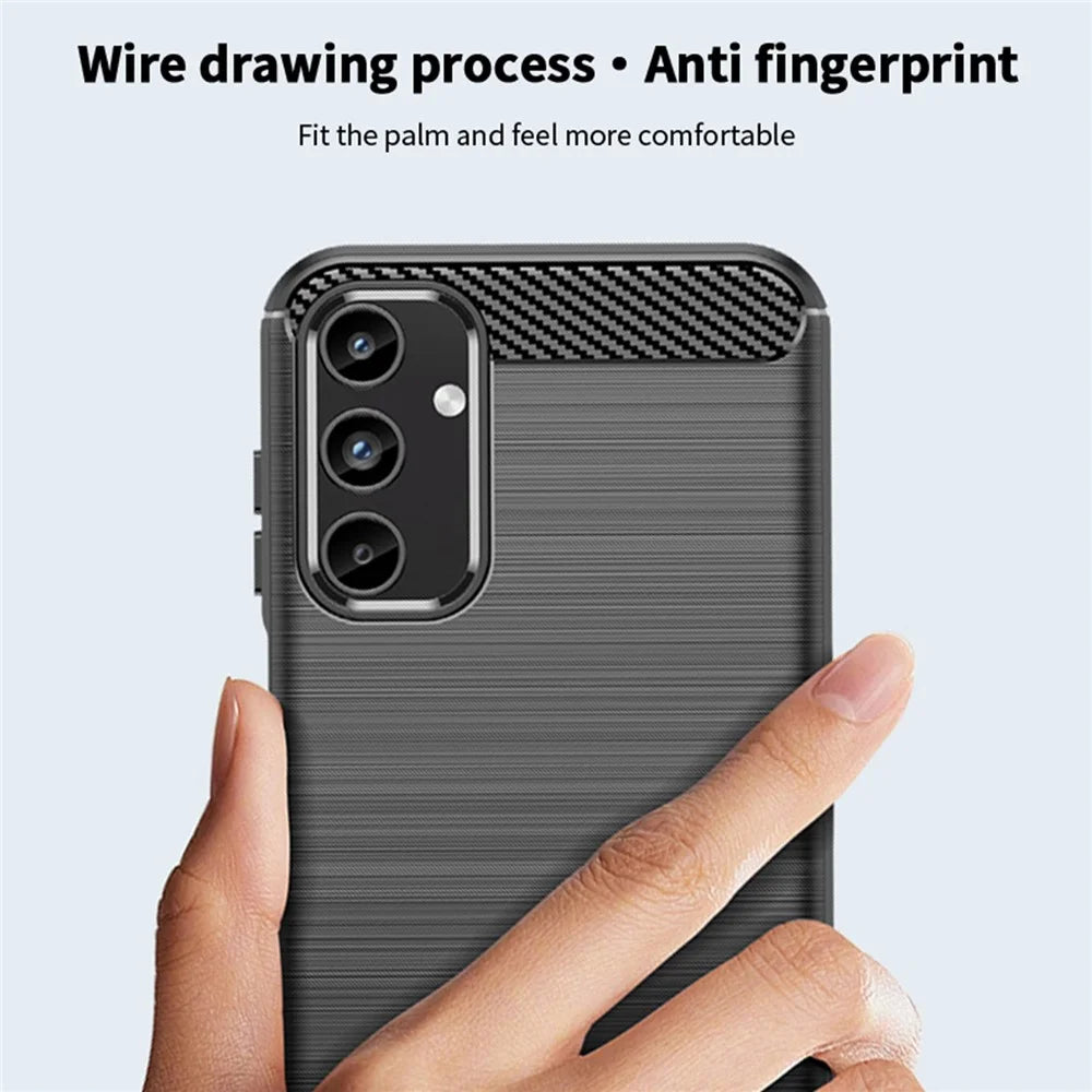 MOFI JK TPU Series-1 For Samsung Galaxy A15 4G Case Carbon Fiber Texture Phone Cover TPU Shell - Black - 7