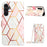 For Samsung Galaxy A05s 4G Leather Case with Shoulder Strap Marble Pattern Phone Stand Cover - Pink+White LS002 - 1