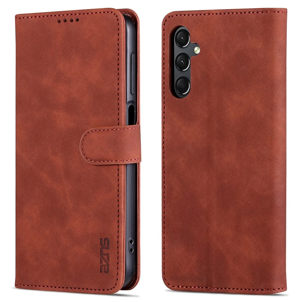 AZNS For Samsung Galaxy A25 5G (Global) (161.0 x 76.5 x 8.3mm) Case Leather Flip Stand Wallet Cover - Brown - 1