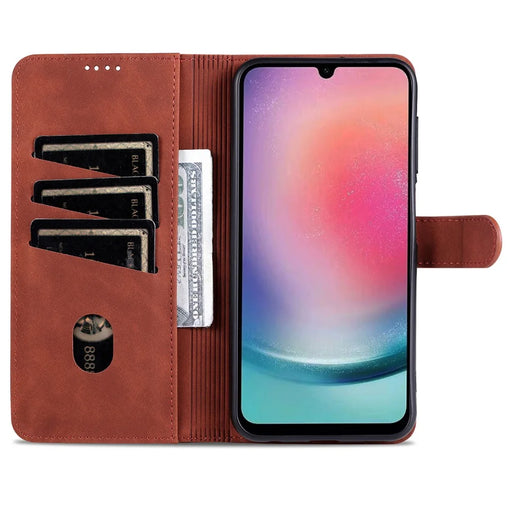 AZNS For Samsung Galaxy A25 5G (Global) (161.0 x 76.5 x 8.3mm) Case Leather Flip Stand Wallet Cover - Brown - 2