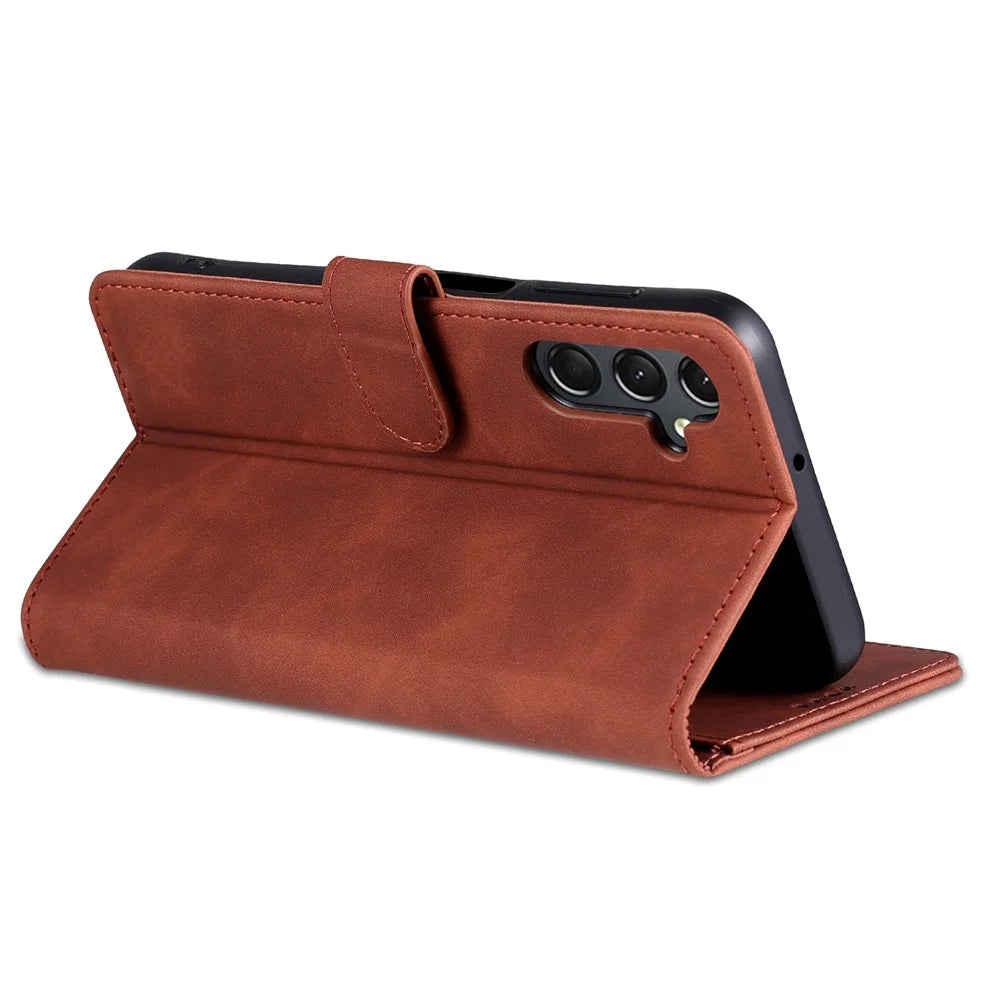 AZNS For Samsung Galaxy A25 5G (Global) (161.0 x 76.5 x 8.3mm) Case Leather Flip Stand Wallet Cover - Brown - 4