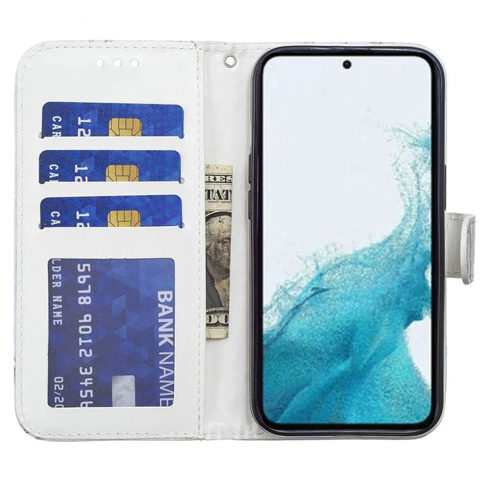 For Samsung Galaxy A15 5G Case Wallet PU Leather Pattern Print Phone Cover - Blue Butterfly - 2