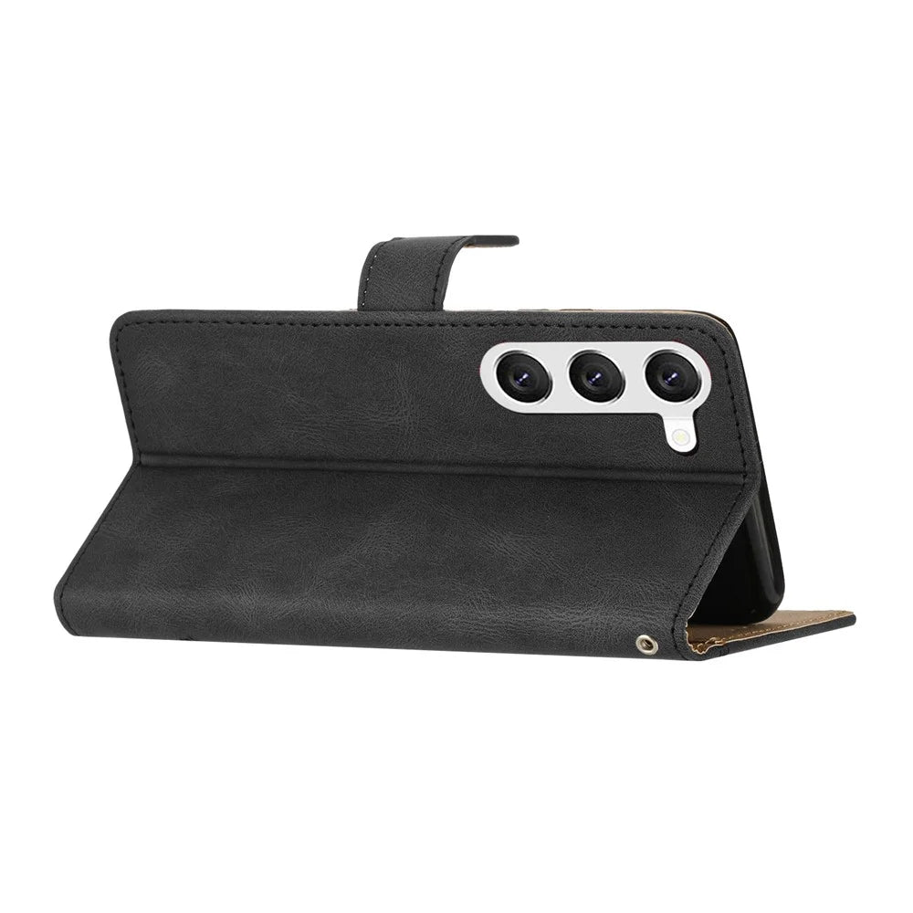For Samsung Galaxy A15 5G Case PU Leather Stand Phone Wallet Cover - Black - 4