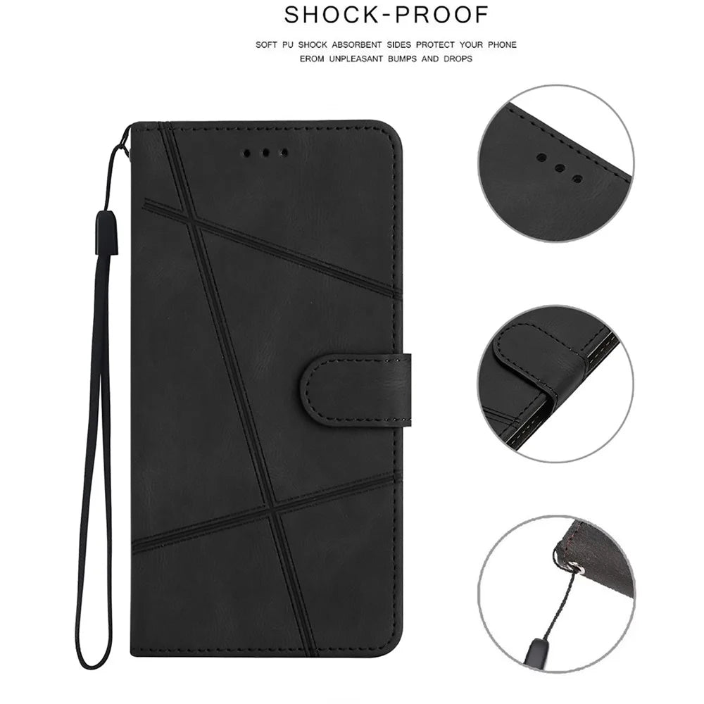 For Samsung Galaxy A15 5G Case PU Leather Stand Phone Wallet Cover - Black - 7