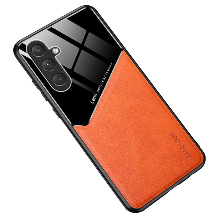 For Samsung Galaxy M54 5G / F54 5G Case Precise Cutout Leather Coated TPU+PC Phone Cover - Orange - 1