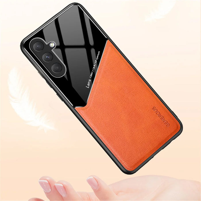 For Samsung Galaxy M54 5G / F54 5G Case Precise Cutout Leather Coated TPU+PC Phone Cover - Orange - 4