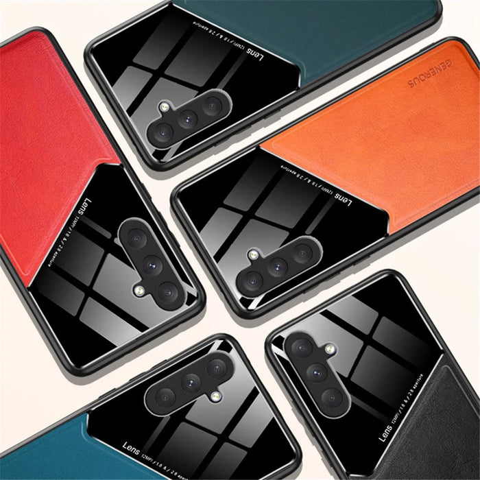 For Samsung Galaxy M54 5G / F54 5G Case Precise Cutout Leather Coated TPU+PC Phone Cover - Orange - 7