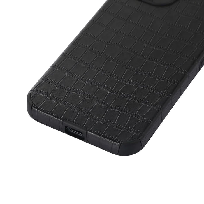 For iPhone 14 Case Crocodile Texture Anti-scratch PU Leather Coated TPU Cell Phone Cover - Red - 6