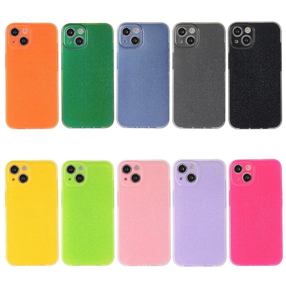 For iPhone 15 Case Jelly TPU Glittery Powder Anti-scratch Phone Back Cover - Pink - 4