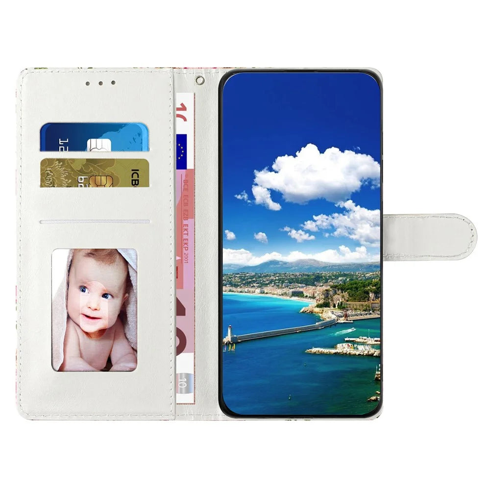 For Samsung Galaxy A73 5G Case 3D Pattern Printing PU Leather Magnetic Flip Phone Cover - Pink Blue Marble - 2