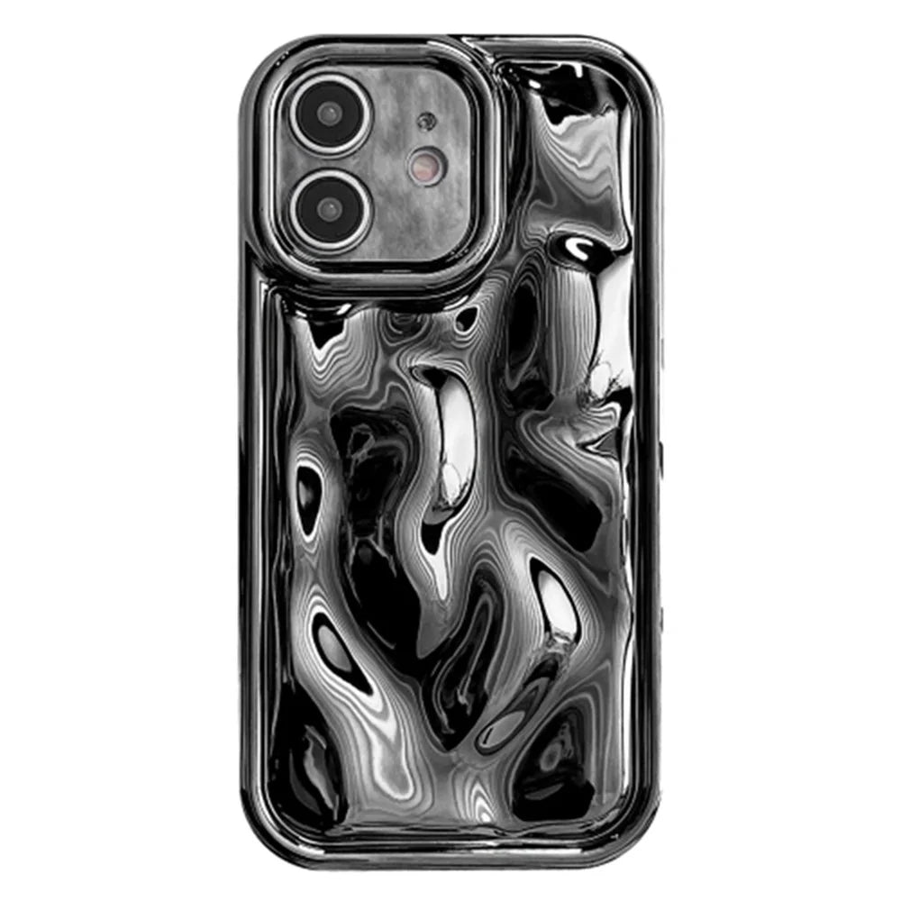 For iPhone 12 Case TPU Meteorite Texture Electroplated Phone Cover - Black - 1