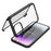 For iPhone 15 Clear Phone Case Tempered Glass + Silicone Frame Double-Sided Protective Cover - Black - 3