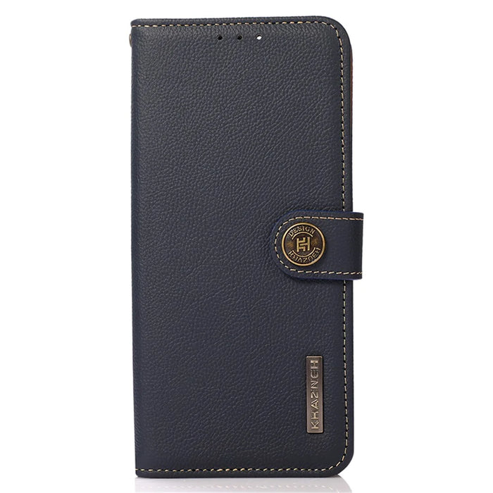 KHAZNEH For Samsung Galaxy A05 4G Case Wallet RFID Blocking Genuine Cow Leather Phone Cover - Blue - 7
