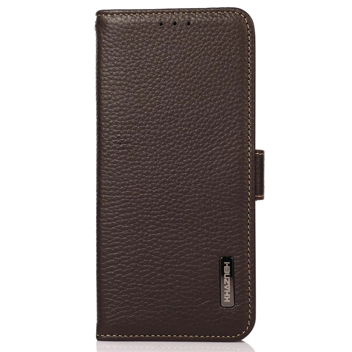 KHAZNEH For Samsung Galaxy A05s 4G Case Genuine Cow Leather Phone Cover Wallet Stand RFID Blocking Shell - Brown - 7