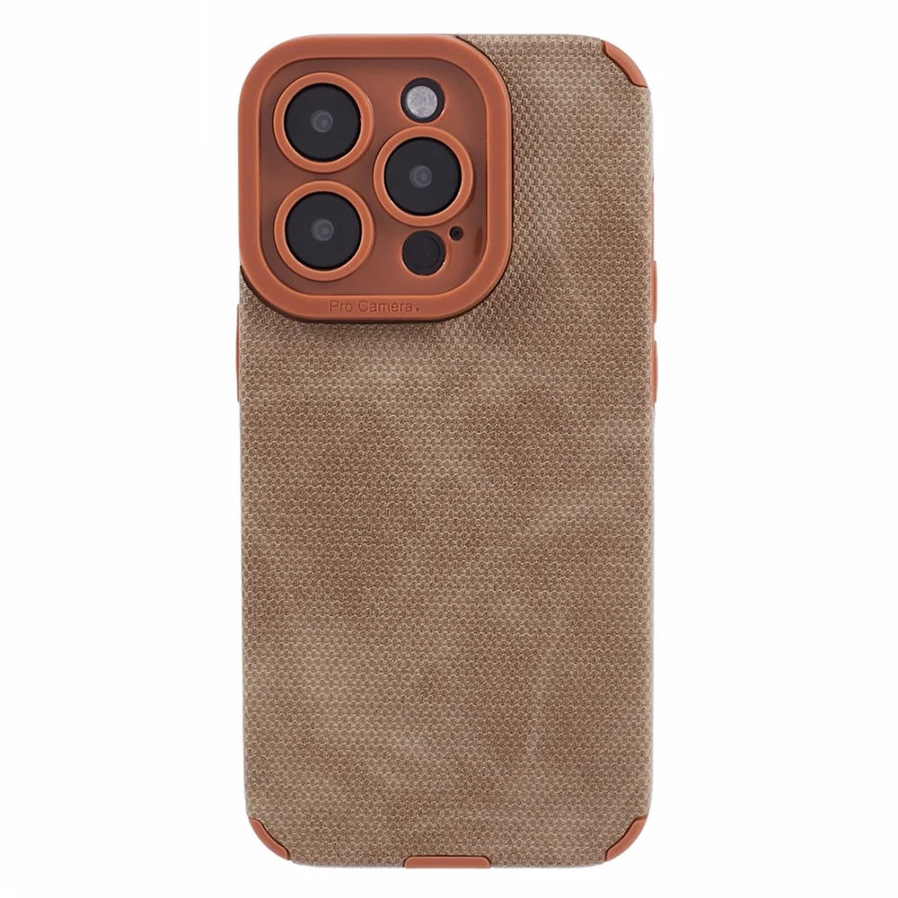 Morandi Style For iPhone 13 Pro Max Case TPU+PU Leather Shock-absorbing Cover - Brown - 1
