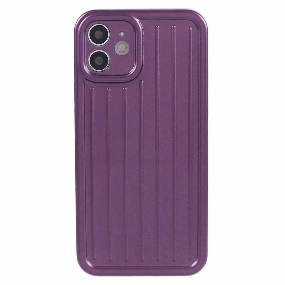 For iPhone 11 Case 3D Striped Pattern IMD TPU Anti-drop Phone Cover - Dark Purple - 1