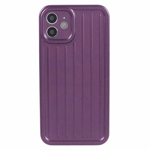 For iPhone 11 Case 3D Striped Pattern IMD TPU Anti-drop Phone Cover - Dark Purple - 1