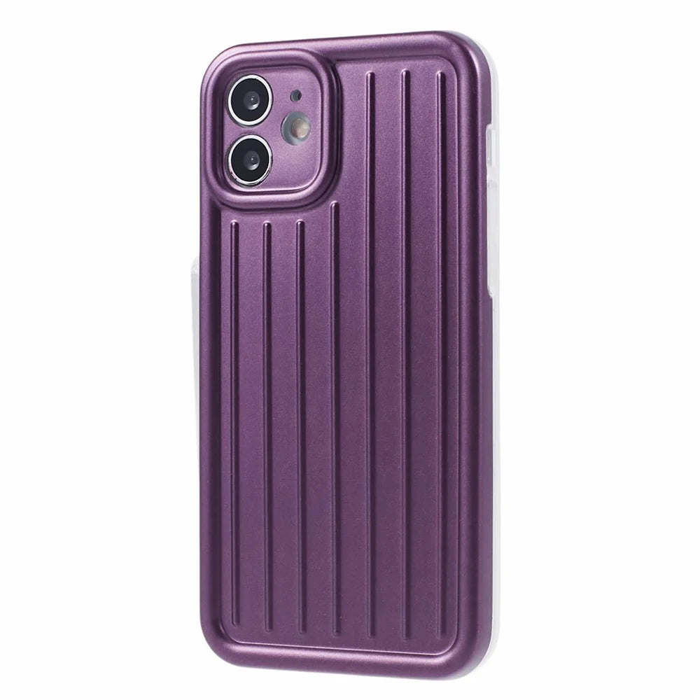 For iPhone 11 Case 3D Striped Pattern IMD TPU Anti-drop Phone Cover - Dark Purple - 3