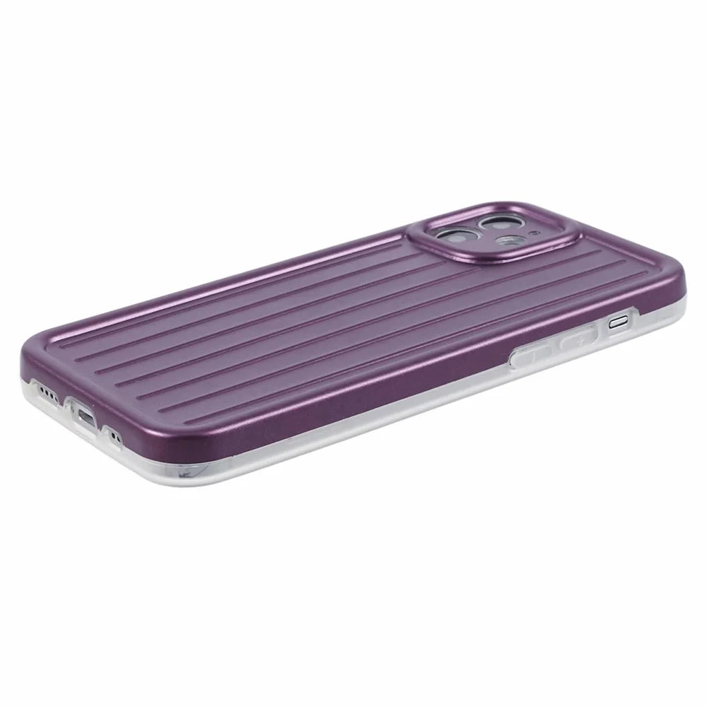 For iPhone 11 Case 3D Striped Pattern IMD TPU Anti-drop Phone Cover - Dark Purple - 4