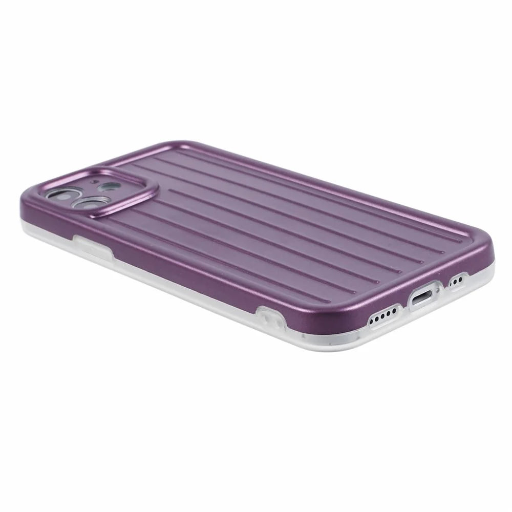For iPhone 11 Case 3D Striped Pattern IMD TPU Anti-drop Phone Cover - Dark Purple - 5