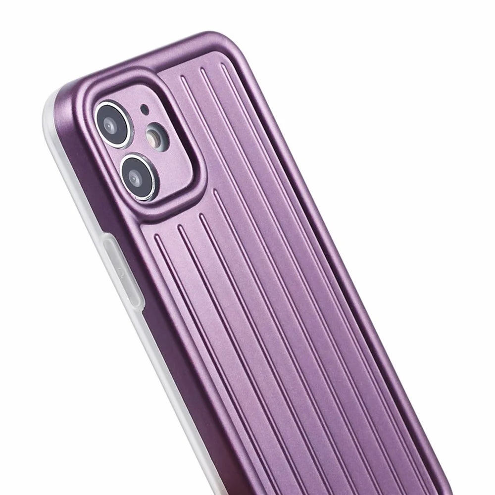 For iPhone 11 Case 3D Striped Pattern IMD TPU Anti-drop Phone Cover - Dark Purple - 6